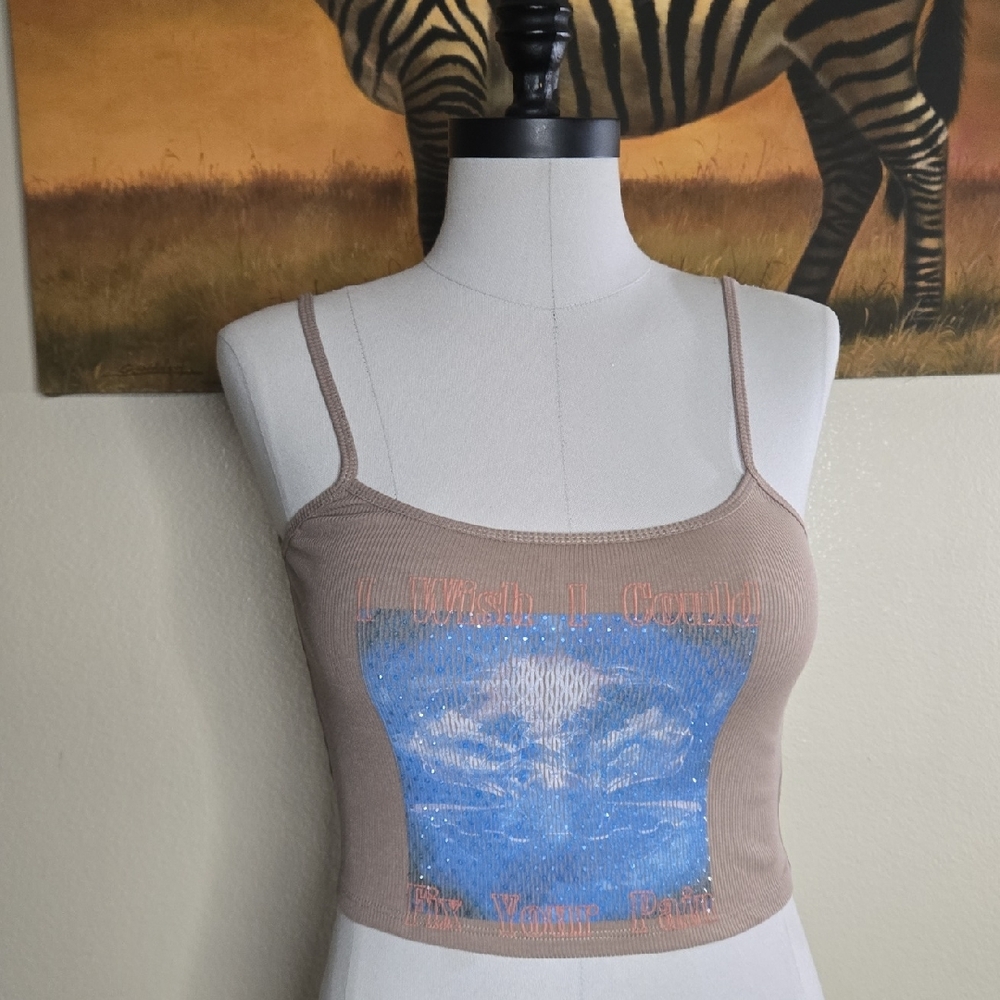 Elegant Tan Camisole with Graphic Design